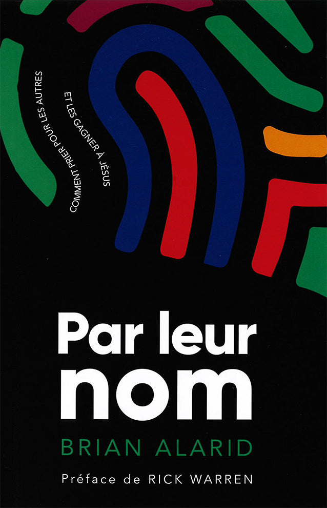 Book cover of 'Par leur nom' by Brian Alarid with colorful abstract design on a black background